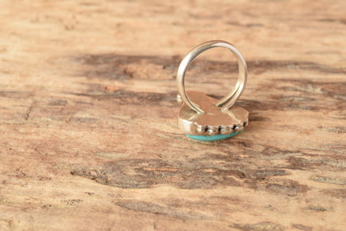 Triangle Shaped Turquoise Stone Ring - Size 6.75 +